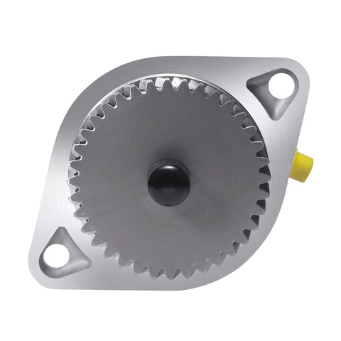 AULINK gear-driven mechanical vacuum pump, silver aluminum housing with yellow outlet connector