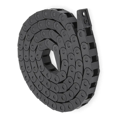 7x7mm Internal Size Black Plastic Drag Chain Cable Carrier 1M Length For CNC Machines, Rugged Nylon Build With R15 Bend Radius