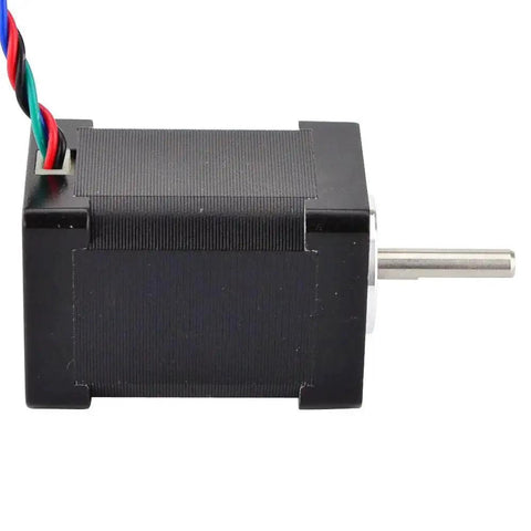 Side view of Beefy High Torque Nema 14 Stepper Motor for 3D printers with 1.5A current and 40 Ncm holding torque, 4-wire bipolar design.