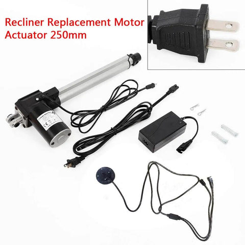 24V Electric Recliner Linear Actuator Kit With 250mm Stroke for sofa lift chairs, actuator and cables displayed.