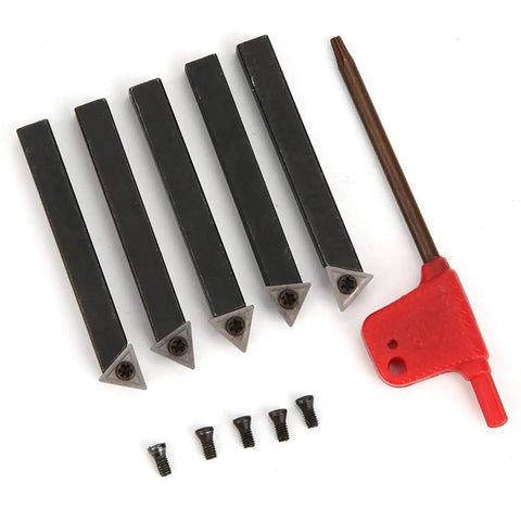 5 Piece One Quarter Inch Indexable Turning Tool Set With Pro Grade Cemented Carbide Inserts 60 Degree 75 Degree And 90 Degree For Lathe Turning Facing Boring Chamfering And Surface Cutting Durable High Precision