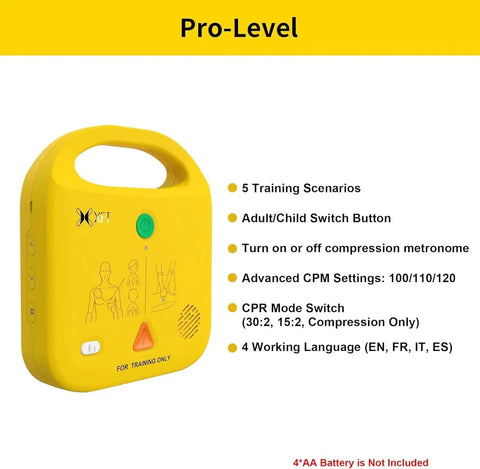 AED Trainer And Defibrillator Training Device With Multilingual Prompts in English Italian French Spanish Five Realistic Scenarios
