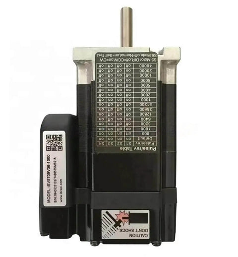 Front view of Power Packed Integrated AC Servo Drive Motor 90W 3000RPM 0.3N.M 3.6A ISV5709V36T-01-1000 with encoder and table