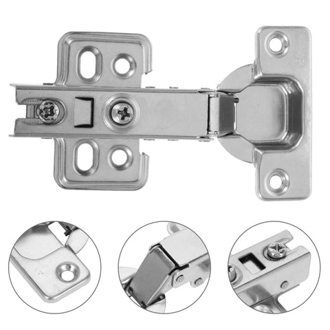 Soft Closing Frameless Cabinet Hinges Two Pack For Replacement Doors With Hydraulic Slow Close Hidden Damping Clean Modern Look Cold Rolled Steel Construction For Kitchen And Wardrobe Installations VillCase, shown in front and close-up views