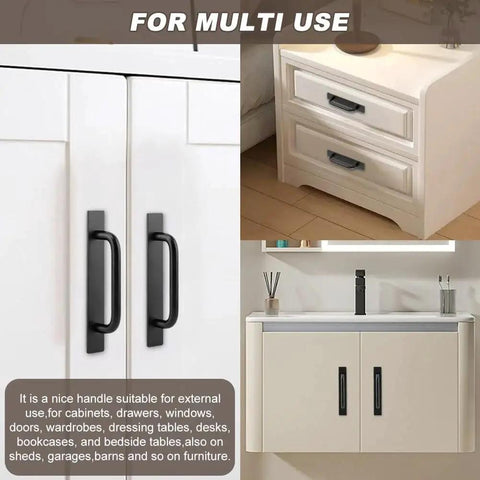 Adhesive Cabinet Handles 5.83 Inch 2 Pack Push Pull No Drill Installation for Kitchen Cabinets Bathroom Vanities Matte Black