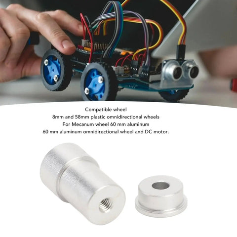 Universal 4mm Aluminum Shaft Coupling For 48mm And 60mm Omnidirectional And Mecanum Wheels And DC Motors in robotics setup