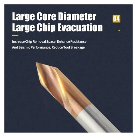 Durable Tungsten Steel Hard Alloy Chamfering And Drilling Guide Tool With 60 90 120 Degree Angles For CNC Machining And Metalworking Precise Positioning And Centering Coated 60 Degree Point D12x75L Ideal For DIY Projects And Pro Shops showing close-up of cutting tip