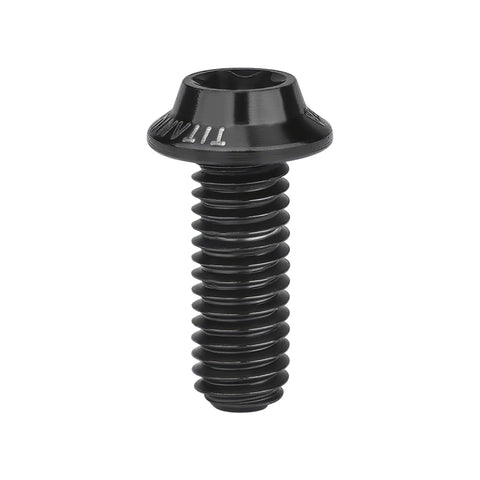 Close-up of a single black Titanium M3x10mm Torx T10 Bicycle Bolt Screw, part of a 6AL4V Titanium Alloy Fasteners Set for Bike Modifications.