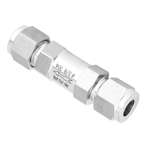 Stainless steel check valve, BSPP female thread, 3/8 in, Amazon brand, one-way backflow valve for water oil gas