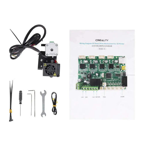 Plug-and-Play Direct Drive Extruder Kit For Ender 3 Series With 42-40 Stepper Motor Hotend and wiring diagram.