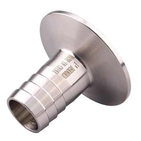 Stainless steel DERNORD 2-inch tri-clamp to 1-inch hose barb adapter, SUS304 sanitary pipe fitting