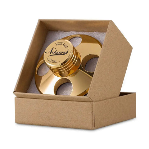 LP Vinyl Turntable Stabilizer Disc Weight For Reducing Resonance And Noise Floor, Improving Image And Focus, in gold finish, in box