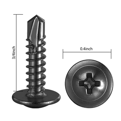 Wensilon #8×3/4 inch sheet metal self-tapping screw, 410 black stainless, truss head, 300 pcs