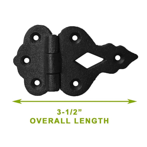 Antique Black Wrought Iron Hoosier Cabinet Hinges With Offset Design, 3-1/2 inch rust resistant powder coated heavy duty hinge