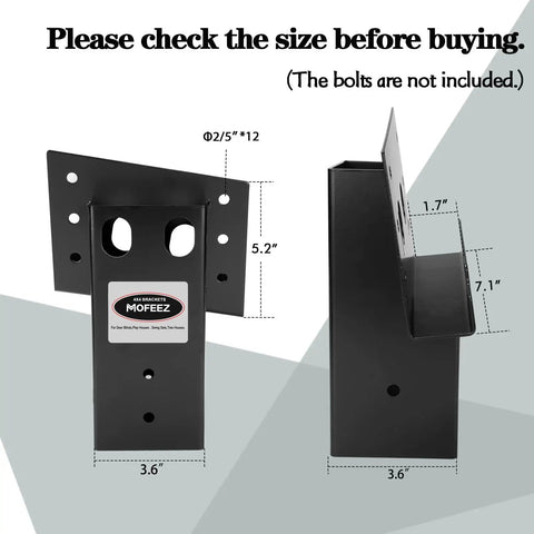 Outdoor 4x4 Compound Angle Brackets For Deer Stands And Hunting Blinds Set Of 4 showing front view with measurements
