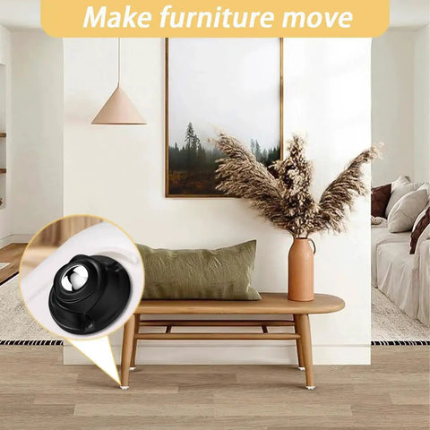 1 Inch Self Adhesive Caster Wheels With Low Profile 360 Degree Swivel Stainless Steel Rollers For Furniture, Appliances, Storage And Mop Buckets, Each Wheel Supports Up To 28 Lbs, Black Finish, 4 Pack