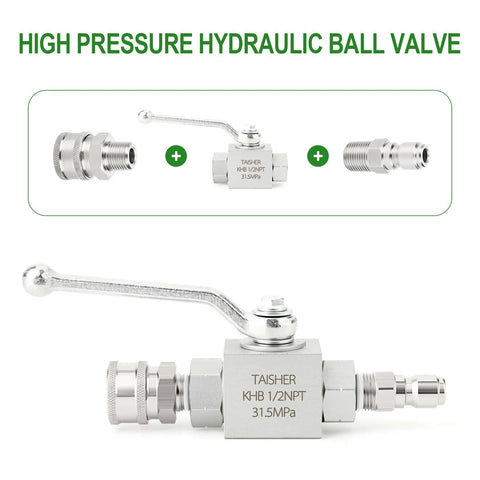 TAISHER 1/2'' NPT high-pressure hydraulic ball valve, carbon steel, 31.5MPa, lever-operated 2-way shut-off