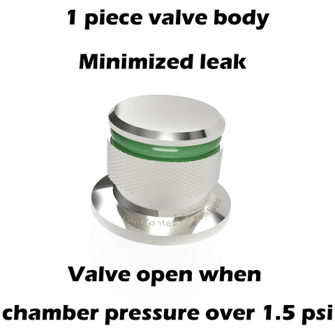 Over-pressure relief valve, stainless steel 1-piece body with green gasket, KF25 flange