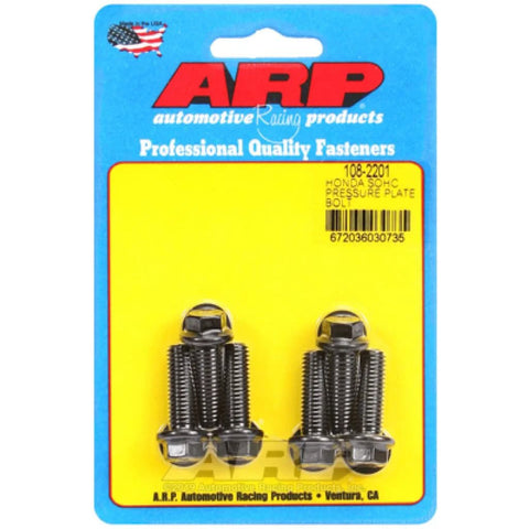 ARP Honda SOHC pressure plate bolt kit, two high-strength bolts on yellow backing card with ARP logo.