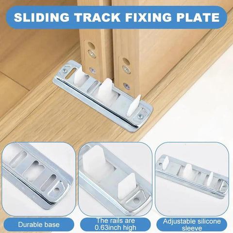5Pcs Closet Sliding Door Roller Hardware Kit For Wardrobe Doors With Slide Track Replacement Rollers For Top Hung Sliding Doors Compatible With Three Quarters Inch To One And Three Eighths Inch Door Thickness shown with sliding track fixing plate