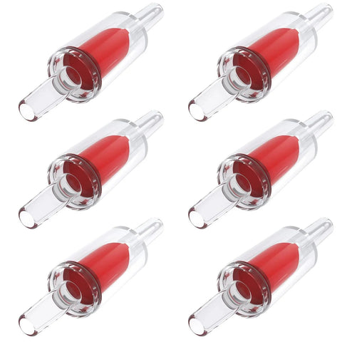 6 Pack Aquarium Check Valves For Air Pumps Red Plastic 1 Way Non Return Valves Protectors For Standard 3 16 Inch Airline Tubing