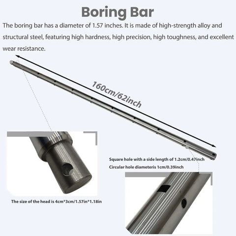 Portable Line Boring Machine 110 Volt for Heavy Equipment, Bore Range 2.16 to 7.87 Inches, 5.2 Foot Drilling Bar