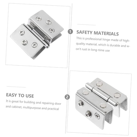 Double Sided Stainless Steel Glass Door Hinges For Display Cabinets Heavy Duty Load Bearing Easy To Install 2 Pack Rust Resistant Fits Glass Doors Durable Cabinet Hinge Hardware Built To Last close-up