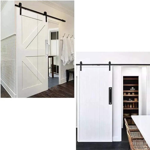 Installed pack of 2 black barn door handles sliding pull handles for cabinets and drawers high performance kitchen hardware