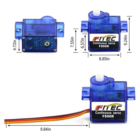 Five Pack 9g Micro Servo Motors With Plastic Shell, 360 Degree Continuous Rotation, Low Noise Digital Servos For RC Cars, Planes