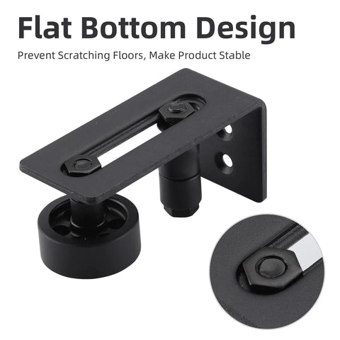 Sliding Barn Door Floor Guide With Adjustable Roller Wall Mount Eight Assembly Options Flush Bottom Design Black Finish