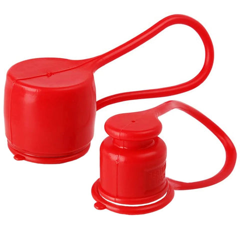 Dust caps and plugs for 1/2 in flat-face hydraulic quick-connect couplers; red rubber four-set kit