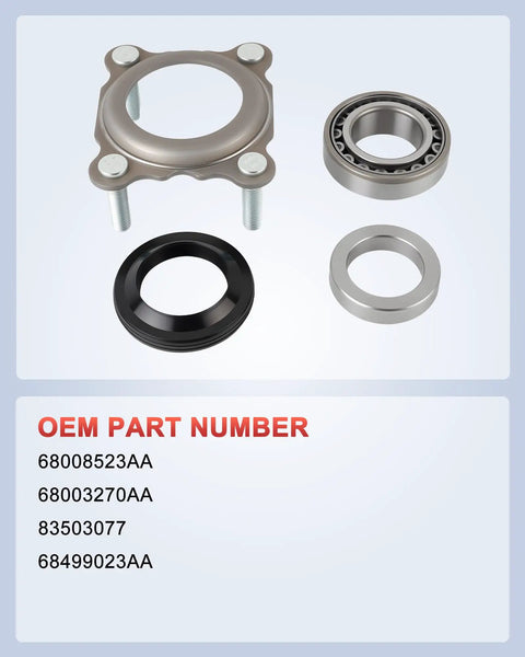 Rear Axle Bearing And Seal Kit For 2007 2017 Wrangler JK JKU Replacement Direct Fit With OEM Specs Includes OEM Numbers 68008523AA