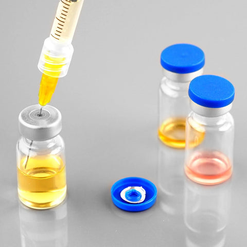 Ehoycq 2ml glass vials with blue plastic-aluminum flip caps and self-healing injection ports, 10-pack