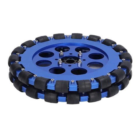 Omnidirectional Eight Inch Wheel With Aluminum Alloy Hub And Silicone Rollers For Robot DIY Projects Dual Ball Bearings High Load Capacity Up To 30 Kilograms Smooth Movement And Durable Construction For Two Wheel Robots