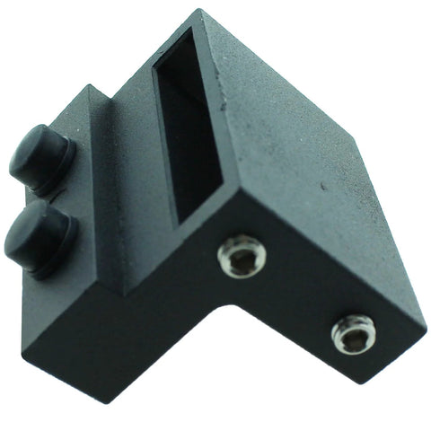 2-Piece Sliding Barn Door Track Limiters And Roller Stoppers, Black Carbon Steel, Noise-Damping Rubber Caps, Side View