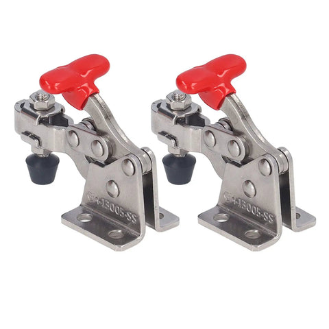 Pair of Fast Release Vertical Toggle Clamp For Woodworking, Quick Release Hold Down Clamp, Adjustable Opening, 150 Lb Capacity, Beefy 304 Stainless Steel Build, Ideal For Jigs, Fixtures And Workholding