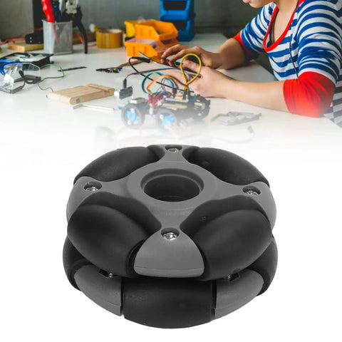 360 Degree Omni Directional Wheel For Robots Nylon 48mm Wheel With Dope 360 Degree Rotation Black And Gray Load 2 Kg