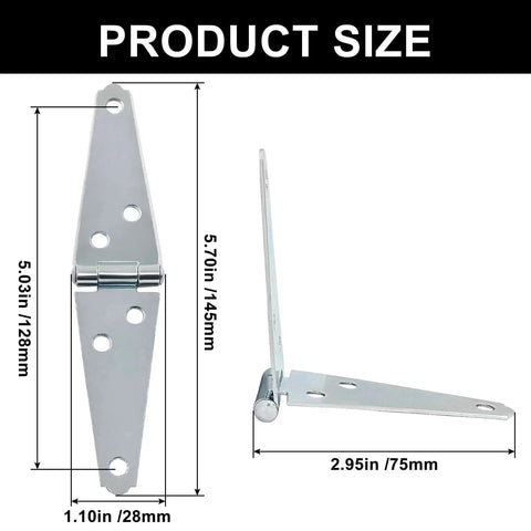 Diagram of 3 Inch Strap Hinges Heavy Duty Surface Mount Hinges with size dimensions for barn doors, wooden boxes, and marine use.
