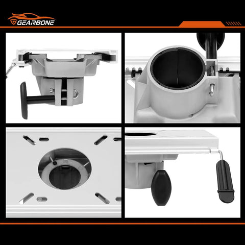 Gearbone boat seat pedestal mount; marine-grade aluminum base, 2-7/8 in post, fore-aft slide, locking seat clamp