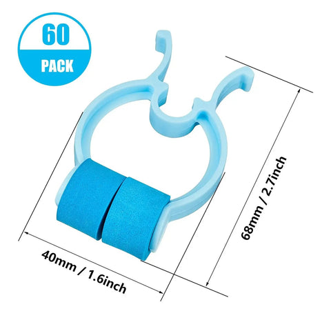 16 Piece Nose Clip Set For Nosebleed Prevention Epistaxis Stopper Nasal Clip showing dimensions and blue foam material.