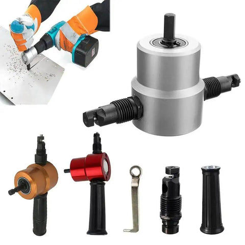 Pro Grade Beefy Double Head Sheet Metal Nibbler Cutter With Handle and Wrench 360 Degree Adjustable Head for Metal Cutting