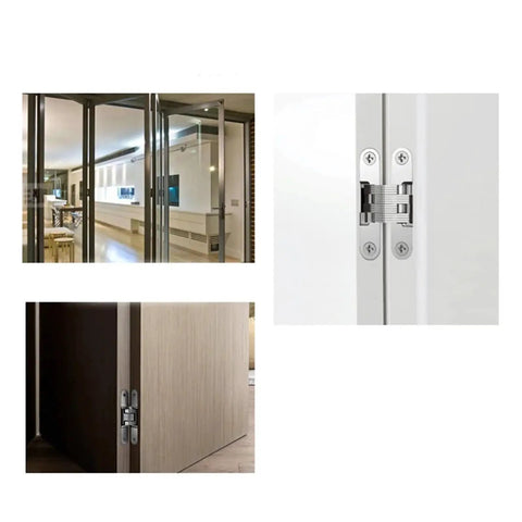 Adjustable Concealed Door Hinges For 180 Degree Folding Doors In Stainless Steel Built In Heavy Duty Quiet Operation Smooth Door Handling Durable Construction And Versatile Stability By Cross Gemel installed on a door
