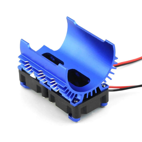 Beefy Dual 15000 RPM RC Brushless Motor Cooling Fan With 42mm Aluminum Heatsink for 4274 4068 4268 Motors, blue color