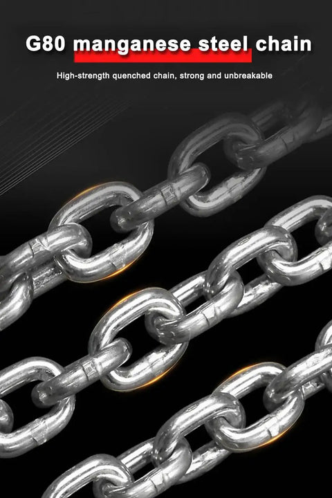 Close-up of 1 Ton Drum Lifting Chain With 2 Hooks For Plastic And Steel Drums 50cm Length showing steel links.