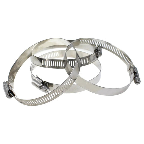 5-Pack 3 Inch Metal Hose Clamps 304 Stainless Steel Adjustable Worm Gear Drive Hose Clamps For Pipes, corrosion resistant, shown together
