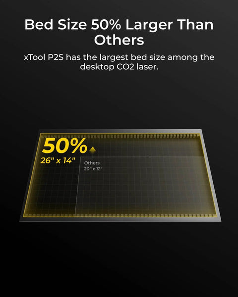 Powerful Desktop CO2 Laser Cutter For Makers And DIYers With 55W Output, XTool P2S Engraver bed size 26x14 inches