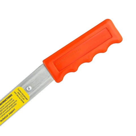 Orange handle of Three Quarter Ton Rope Puller With Fifty Foot Three Strand Twisted Polydacron Rope Included One Piece Aluminum Alloy