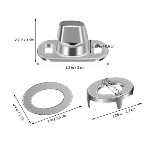 Marine twist-lock fastener set with eyelet stud; base plate, washer, and turn-button ring in stainless steel (20 sets)