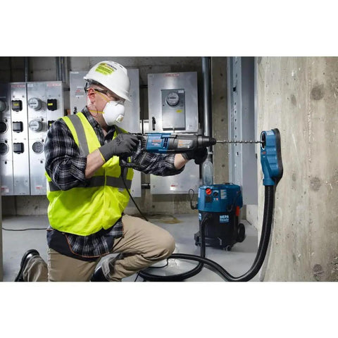 Worker using Beast Mode 7 Piece SDS-Plus Bulldog Rotary Hammer Bit Set For Concrete Bosch HCK001 in construction site