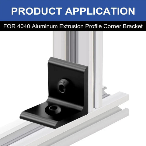 12 Pack 4040 Corner Bracket Connector For 40x40 Aluminum Extrusion Profiles, 90 Degree Black Angle Brackets with 24 T Nuts and Screws